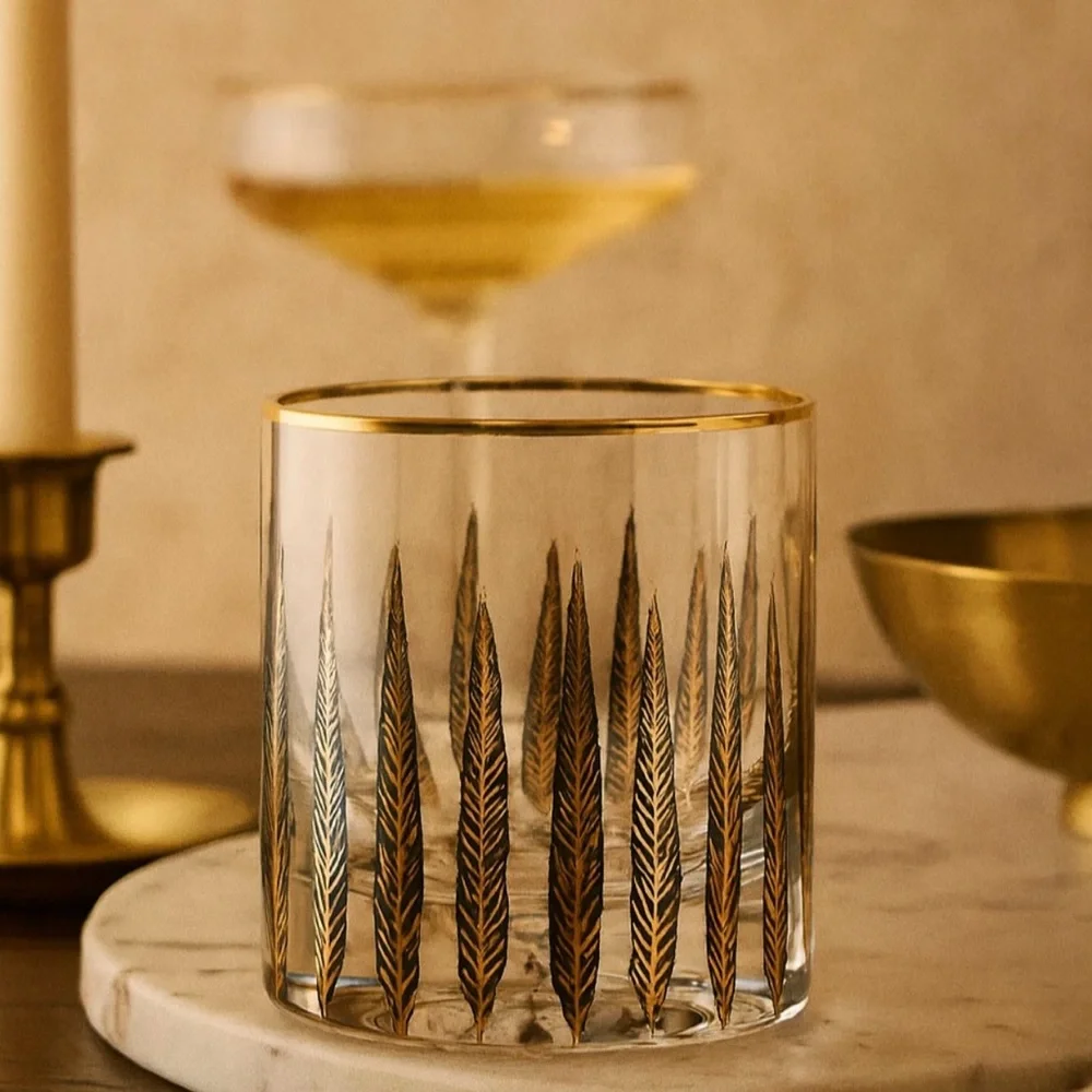 Anthropologie Catherine Martin Midnight Creatures Whiskey Glass - Set of 4. New! - Picture 2 of 7